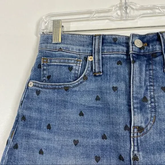 MADEWELL NWT Heart Print Stretch Denim Mini Skirt - Picture 4 of 8